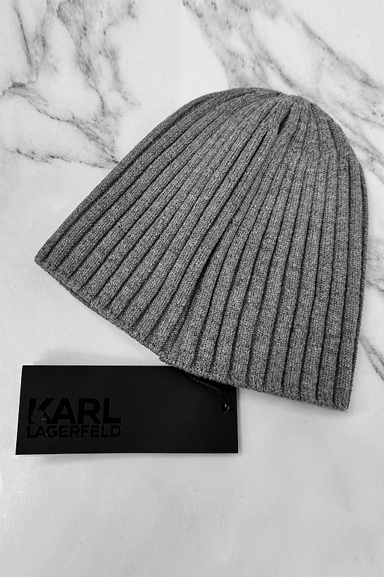 Мужская шапка серого цвета Karl Lagerfeld logo-patch