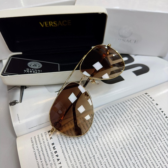 Солнцезащитные очки Versace Aviator - Brown / Gold