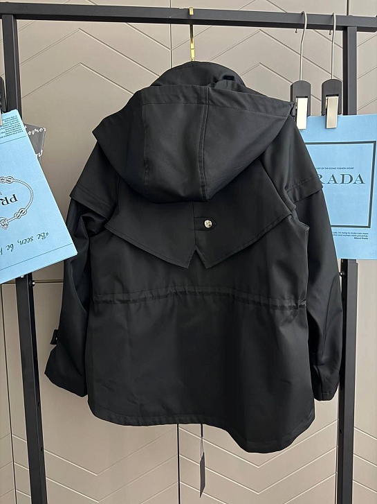 Женская нейлоновая ветровка Prada premium - Black