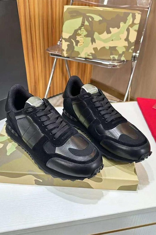 Комбинированные кроссовки Valentino Rockrunner - Black