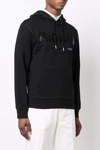 Чёрное худи Alexander McQueen graffiti logo-print   