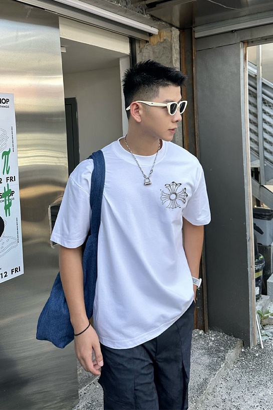 Белая оверсайз футболка Chrome Hearts Premium