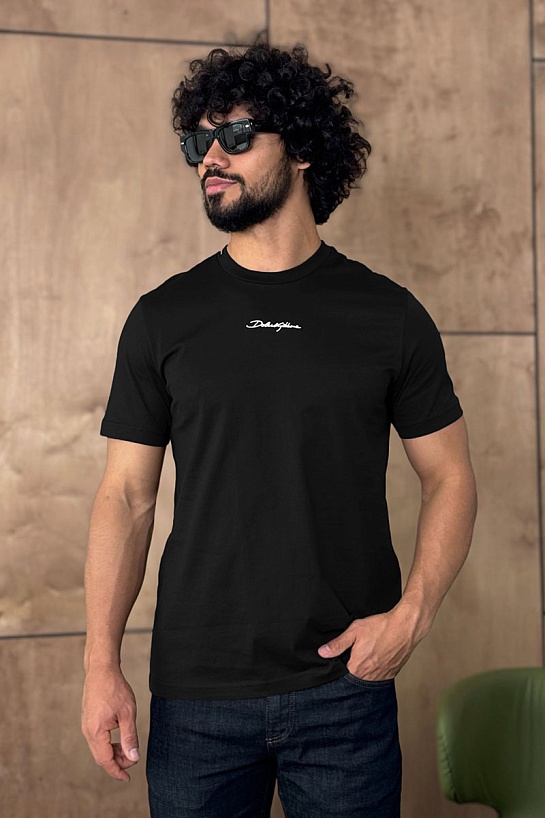 Футболка чёрного цвета Dolce & Gabbana logo-embroidered