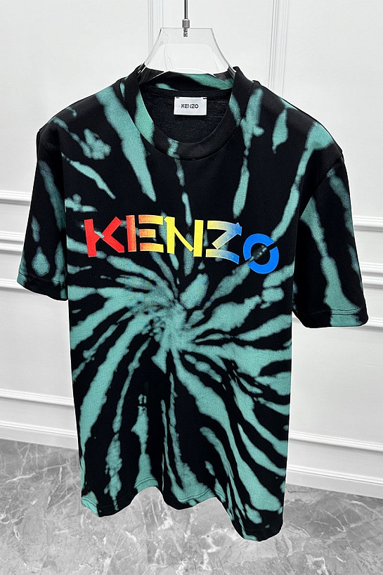 Мужская чёрная футболка Kenzo Logo Tie-Dye