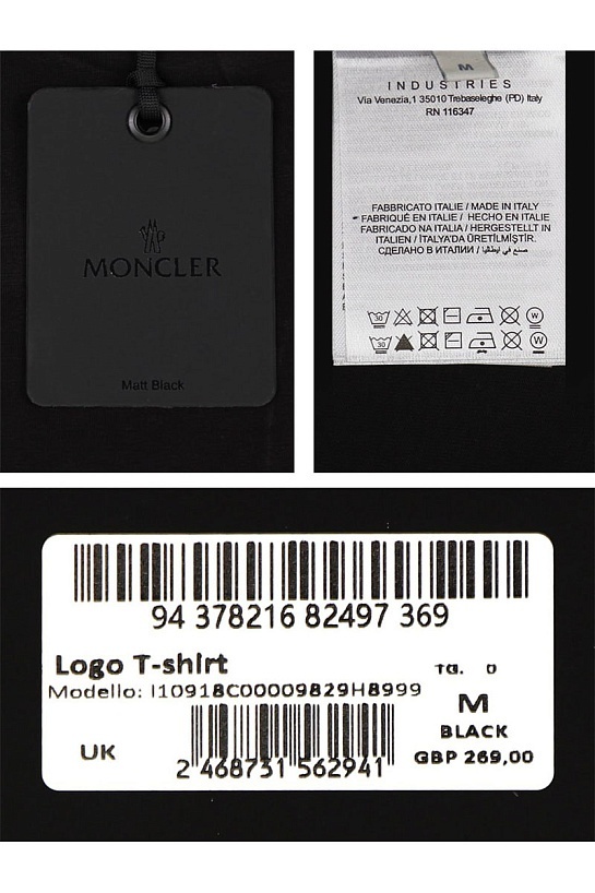 Мужская белая футболка Moncler logo-patch