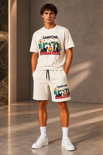 Мужская футболка Dsquared2 "Camping" - White   