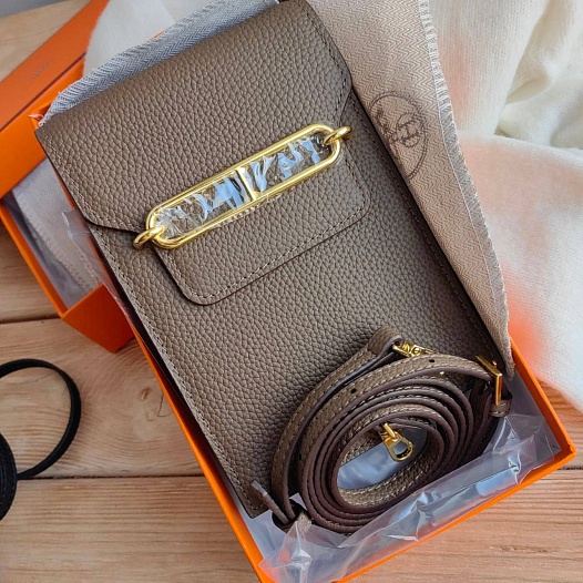 Кожаная сумка Hermes Helol 18x12 см   