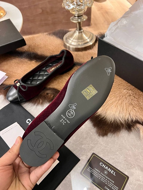 Женские балетки Chanel Flats - Black / Red