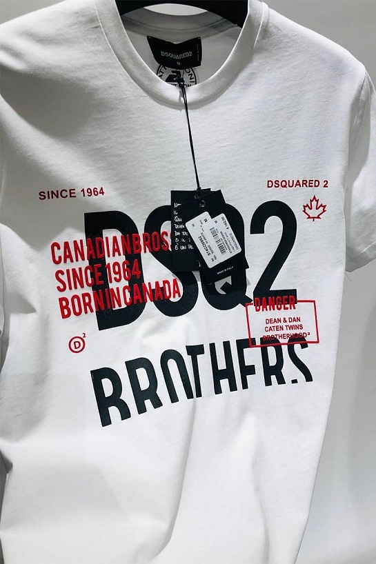 Мужская белая футболка Dsquared2 Brothers