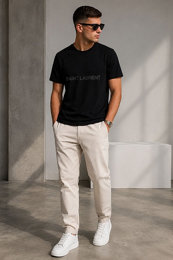 Чёрная футболка Saint Laurent reversed logo   