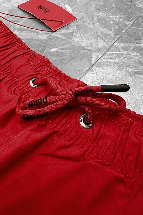 Мужские красные шорты Hugo Boss logo-print