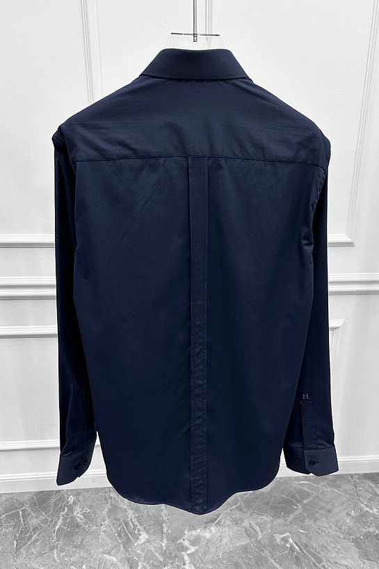 Мужская тёмно-синяя рубашка Hermes H embroidered