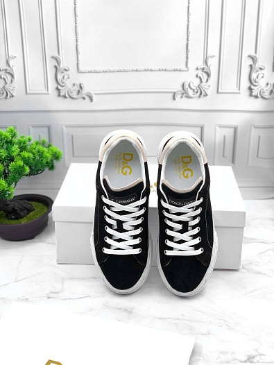 Замшевые кроссовки Dolce & Gabbana Portofino - Black / White   
