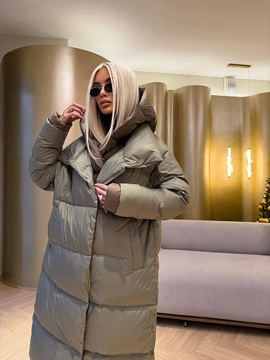 Женский пуховик с капюшоном Max Mara premium - Green   