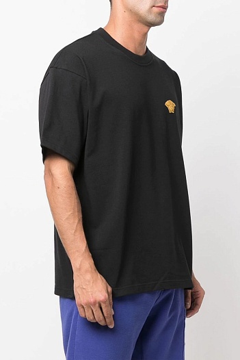 Чёрная оверсайз футболка Versace Medusa Head patch   