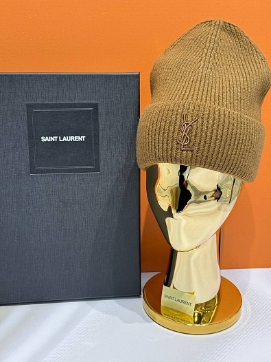 Шапка Yves Saint Laurent logo-embroidered premium - Brown   