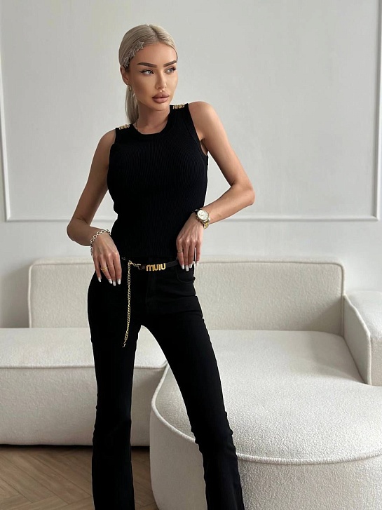 Женская майка MIU MIU чёрного цвета