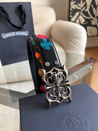Кожаный ремень Chrome Hearts Cross Patch Cemetery premium   