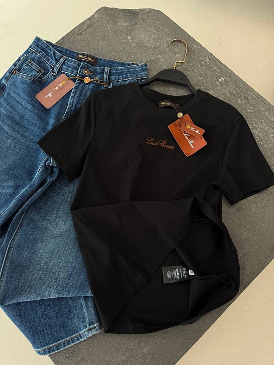 Женская базовая футболка Loro Piana premium - Black