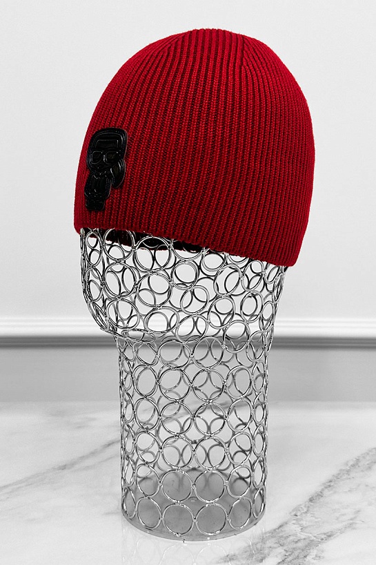 Мужская шапка красного цвета Karl Lagerfeld logo-patch