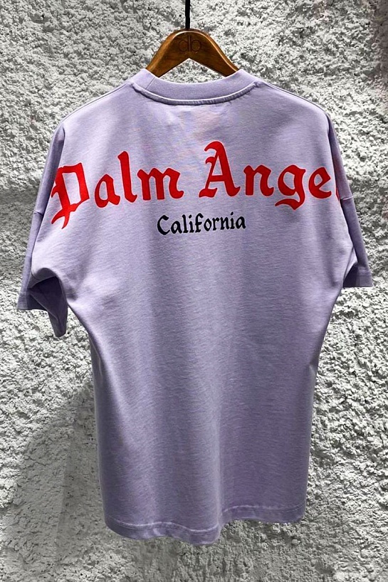 Фиолетовая оверсайз футболка Palm Angels logo-print