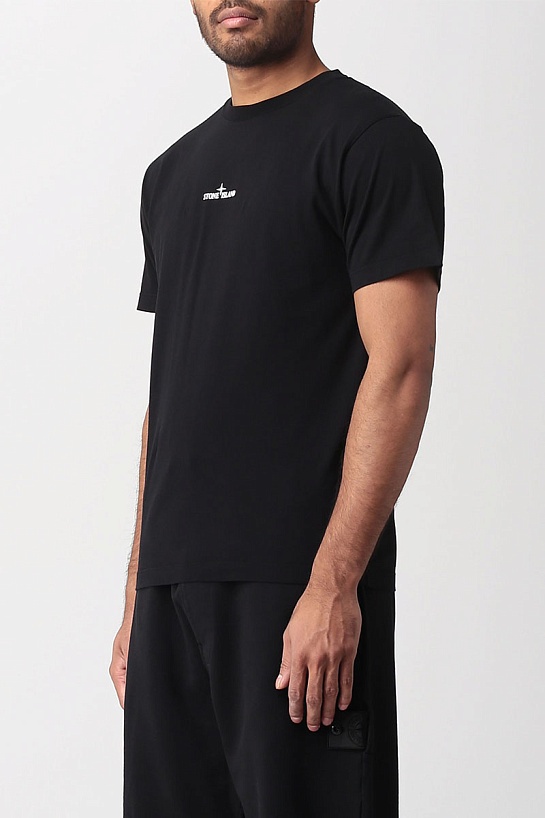 Мужская чёрная футболка Stone Island logo-print