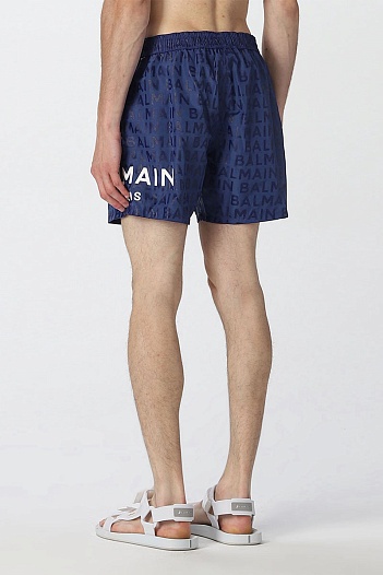 Мужские синие шорты Balmain Paris   