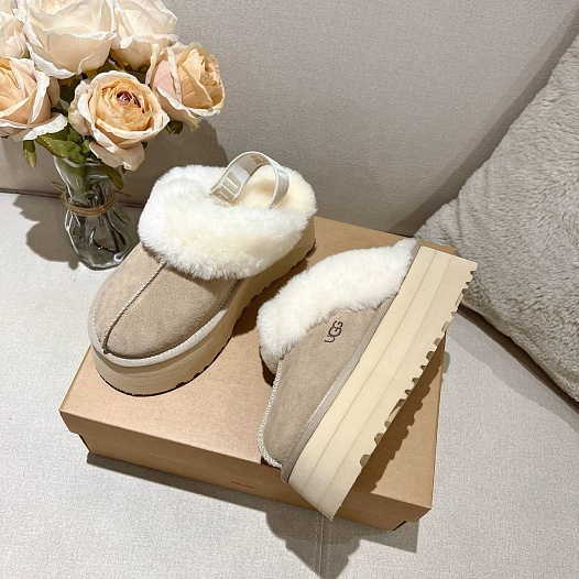 Замшевые женские слиперы с мехом UGG Funkette Platform