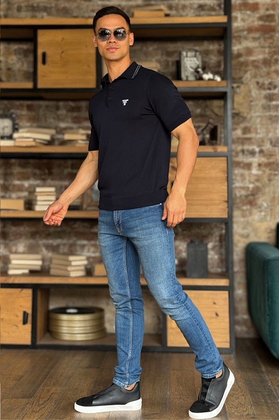 Поло тёмно-синего цвета Prada Milano