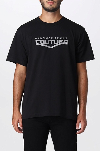 Чёрная футболка Versace Space silver logo-print   