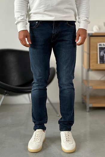 Мужские тёмно-синие джинсы Dolce & Gabbana logo-plaque   