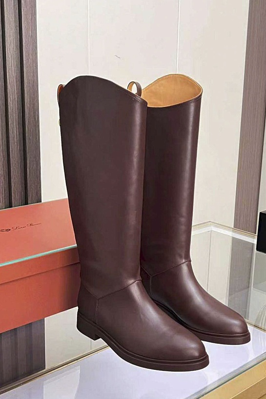 Женские кожаные сапоги Loro Piana premium - Brown
