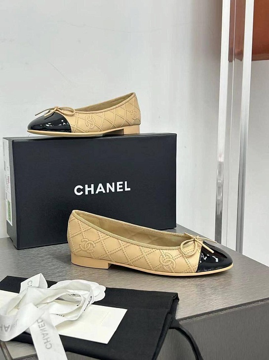 Женские кожаные балетки Chanel premium