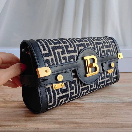 Женский клатч Balmain B-Buzz 25x12 см - Black / White   