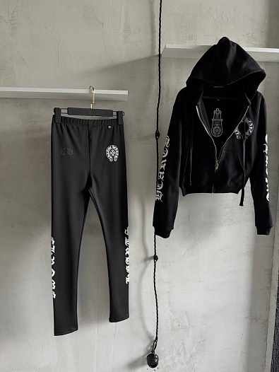 Женские черные леггинсы Chrome Hearts premium   