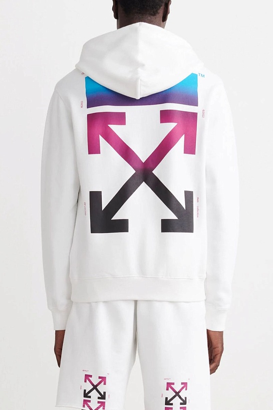 Мужское белое худи Off-White Gradient Diagonal Arrows logo-print