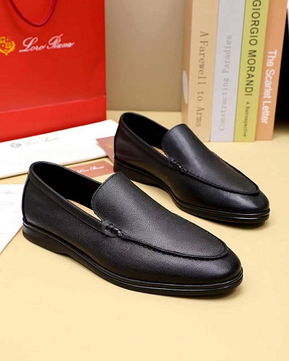 Мужские кожаные лоферы Loro Piana Summer Walk - Black   
