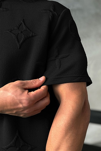 Оверсайз футболка Louis Vuitton Embossed Monogram - Black   