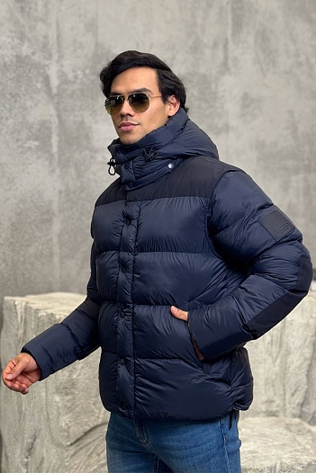 Синяя куртка со съёмными рукавами Burberry London England logo-patch   