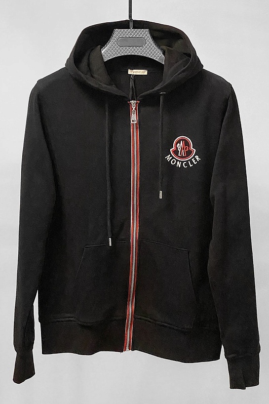 Чёрная кофта на молнии Moncler logo-embroidered