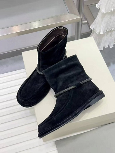 Женские замшевые сапоги Brunello Cucinelli premium - Black   