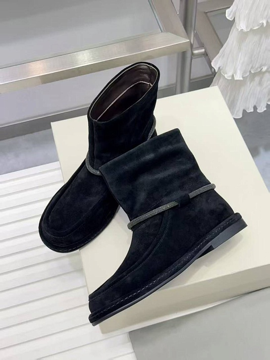 Женские замшевые сапоги Brunello Cucinelli premium - Black