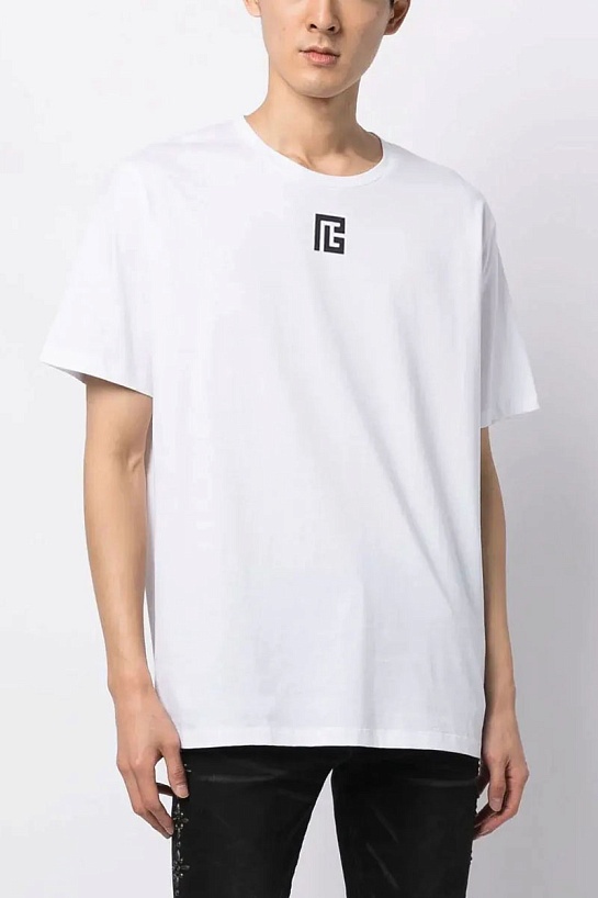 Футболка белого цвета Balmain Paris logo-print