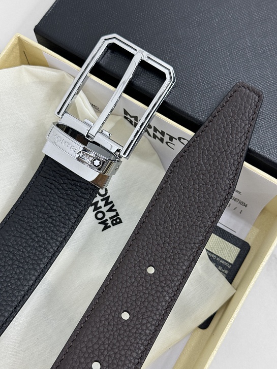 Двусторонний кожаный ремень Montblanc Premium (ширина 3.5 см)
