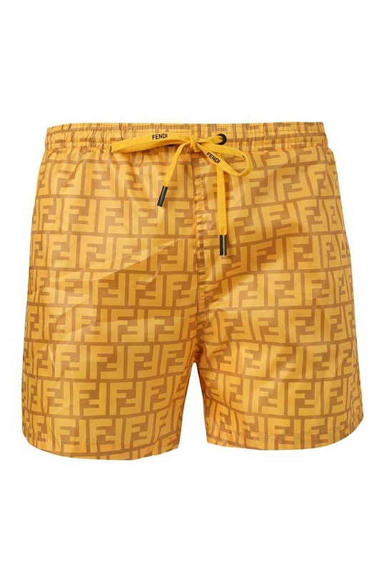 Мужские жёлтые шорты Fendi FF monogram
