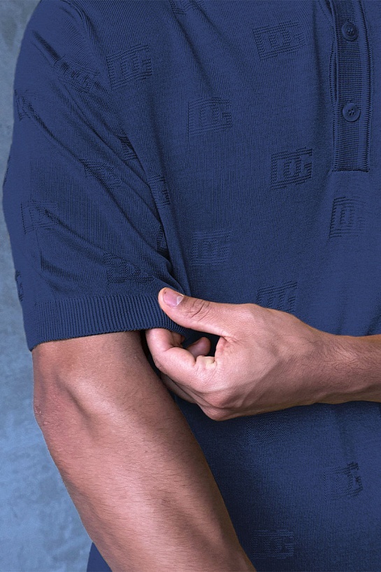 Мужское поло Dolce & Gabbana monogram all-over - Navy