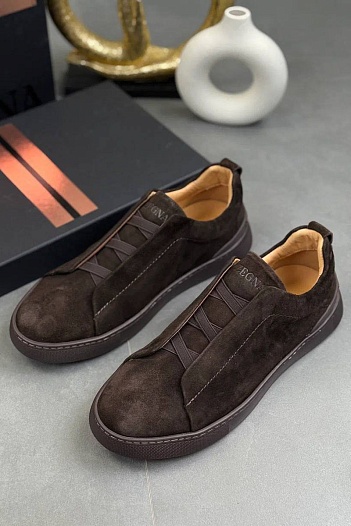 Замшевые кроссовки Zegna Triple Stitch   