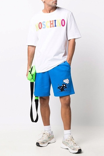 Синие мужские шорты Moschino embroidered   