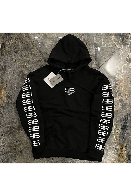 Мужское чёрное худи Balenciaga BB logo-print