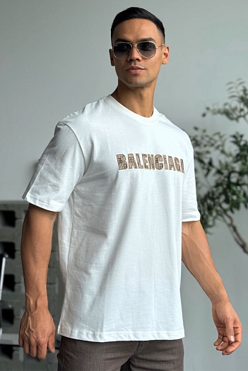 Мужская оверсайз футболка Balenciaga белого цвета   